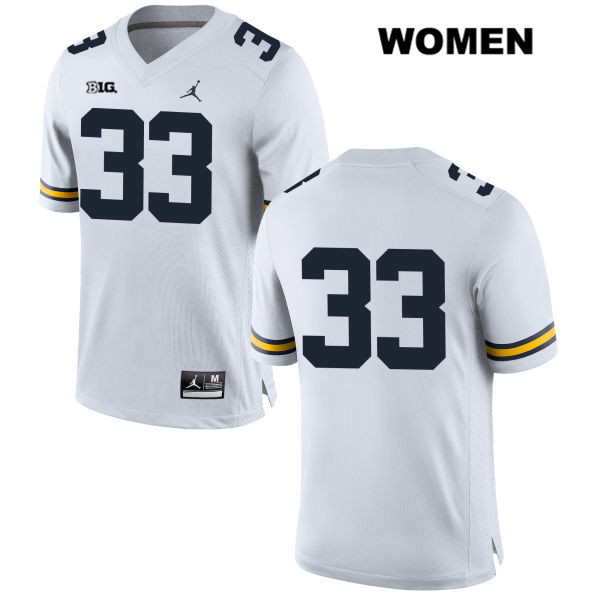 Women's NCAA Michigan Wolverines Camaron Cheeseman #33 No Name White Jordan Brand Authentic Stitched Football College Jersey EU25Q82HT